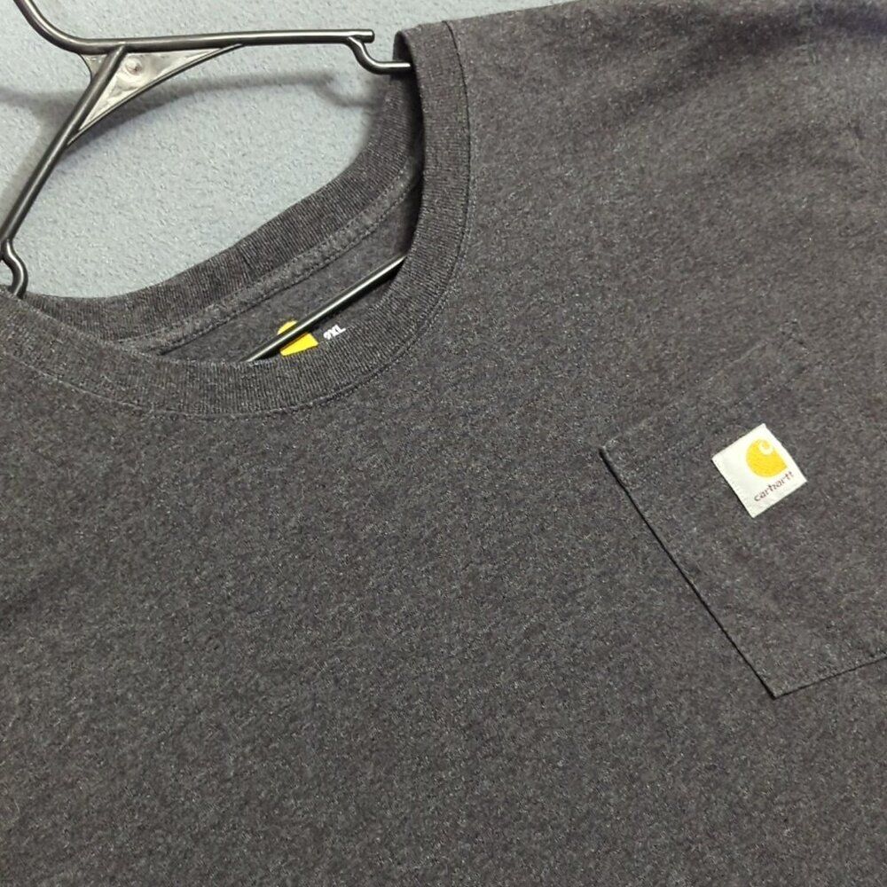 Carhartt T-Shirt Men's 2XL Gray Original Fit Long Sleeve Spellout